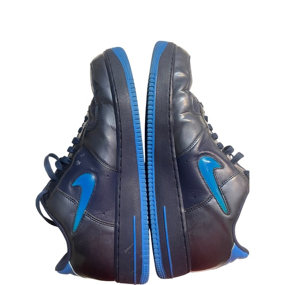 Nike Air Force 1 Mens Size 13 Navy Blue Leather Lace Up High Top Sneakers - Picture 2 of 5
